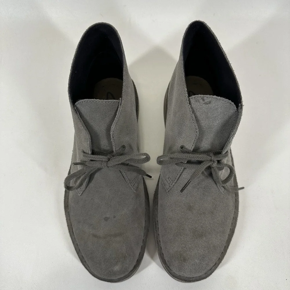 Clarks Bushacre 2 Gray Suede Leather Chukka Desert Boots Men's Size 8.5 M